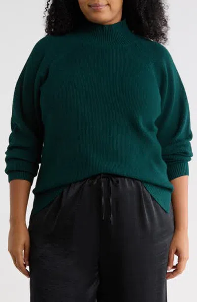 Nordstrom Rack Mock Neck Raglan Sleeve Sweater In Green Ponderosa