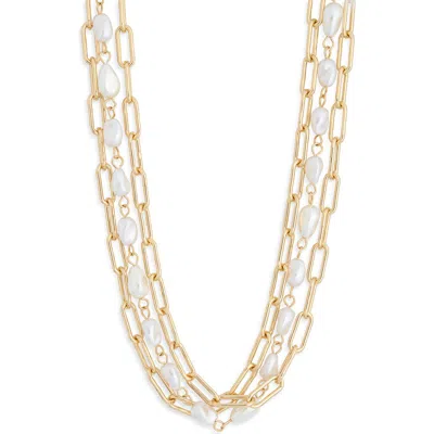 Nordstrom Rack Multilayered Faux Pearl Chain Necklace In Gold