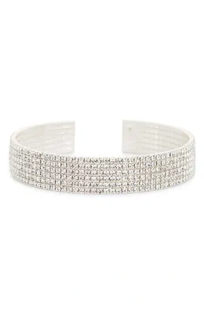 Nordstrom Rack Multirow Crystal Cuff Bracelet In Silver