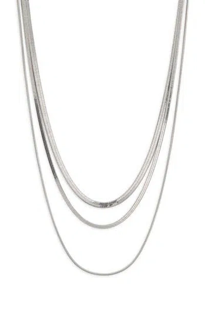 Nordstrom Rack Multirow Snake Chain Necklace In Silver