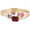 Nordstrom Rack Multistone Bypass Hinge Cuff Bracelet In Pink Multi- Gold