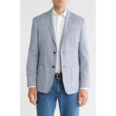 Nordstrom Rack Navy & White Windowpane Notch Collar Textured Sport Coat In Gray