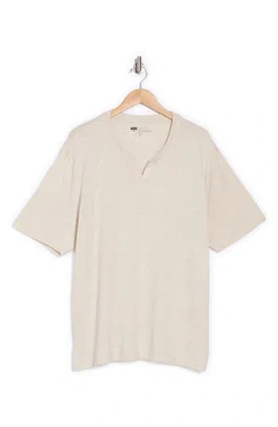 Nordstrom Rack Notch Neck Short Sleeve T-shirt In Oatmeal Heather