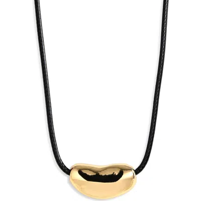 Nordstrom Rack Nugget Pendant Cord Necklace In Black- Gold