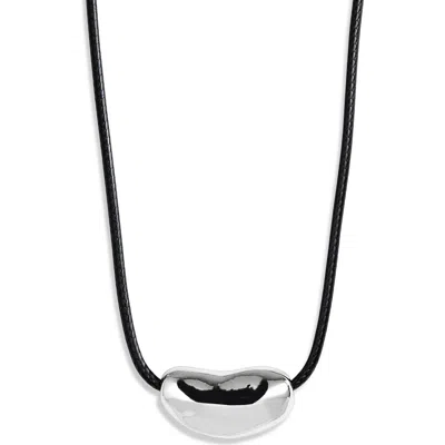 Nordstrom Rack Nugget Pendant Cord Necklace In Black- Silver