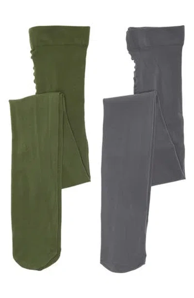 Nordstrom Rack Opaque Tights In Grey Shade -green Cypress