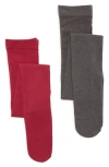 Nordstrom Rack Opaque Tights In Red -charcoal Heather