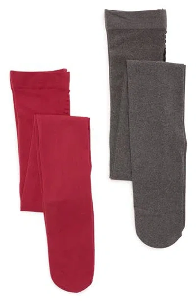 Nordstrom Rack Opaque Tights In Red -charcoal Heather
