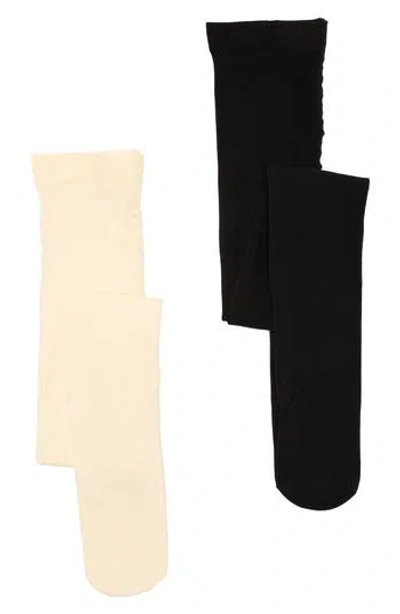 Nordstrom Rack Opaque Tights In Winter White -black