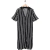 Nordstrom Rack Open Knit Button-up Cover-up Dress In Black Stripe