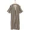 Nordstrom Rack Open Knit Button-up Cover-up Dress In Olive Covert Stripe