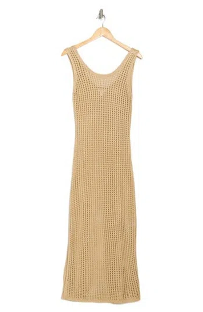 Nordstrom Rack Open Knit Cover-up Dress In Tan Shore
