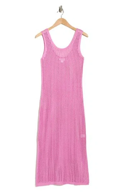 Nordstrom Rack Open Knit Cover-up Dress In Pink