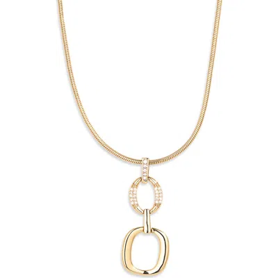 Nordstrom Rack Open Link Cubic Zirconia Pendant Necklace In Clear- Gold