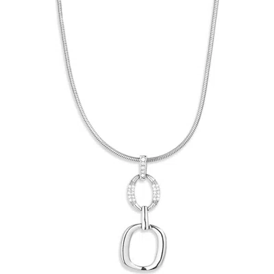 Nordstrom Rack Open Link Cubic Zirconia Pendant Necklace In Clear- Silver