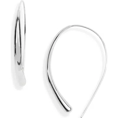 Nordstrom Rack Oval Threader Hoop Earrings In Silver