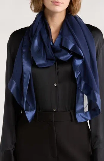 Nordstrom Rack Oversize Chiffon Border Scarf In Blue