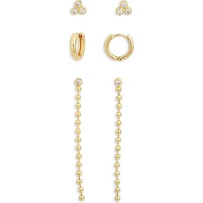Nordstrom Rack Pack Of 3 Assorted Earrings In Gold