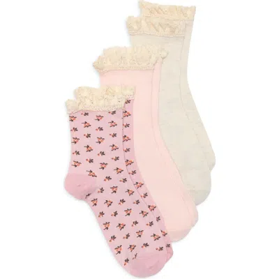 Nordstrom Rack Pack Of 3 Ruffle Trim Crew Socks In Multi