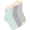 Nordstrom Rack Pack Of 3 Ruffle Trim Crew Socks In Ivory Floral Multi