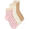 Nordstrom Rack Pack Of 3 Ruffle Trim Crew Socks In Pink Floral Multi
