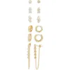 Nordstrom Rack Pack Of 6 Huggie & Stud Earrings In Clear- Gold