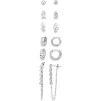 Nordstrom Rack Pack Of 6 Huggie & Stud Earrings In Metallic