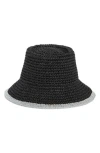 Nordstrom Rack Packable Straw Bucket Hat In Black