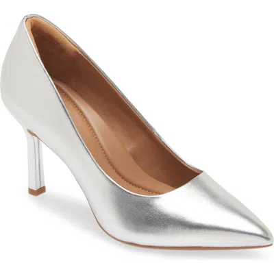 Nordstrom Rack Paige Faux Leather Pump In Silver Metallic