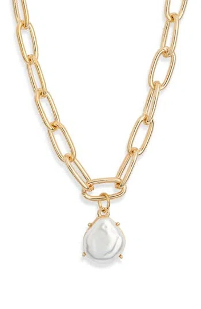 Nordstrom Rack Paperclip Faux Pearl Necklace In Transparent