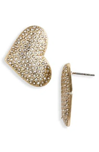 Nordstrom Rack Pavé Crystal Heart Stud Earrings In Gold