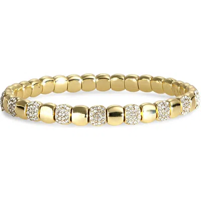 Nordstrom Rack Pavé Cubic Zirconia Beaded Stretch Bracelet In Gold