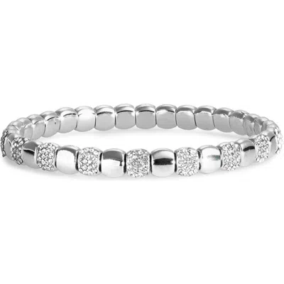 Nordstrom Rack Pavé Cubic Zirconia Beaded Stretch Bracelet In Metallic