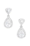 Nordstrom Rack Pavé Cubic Zirconia Halo Pear Drop Earrings In Silver