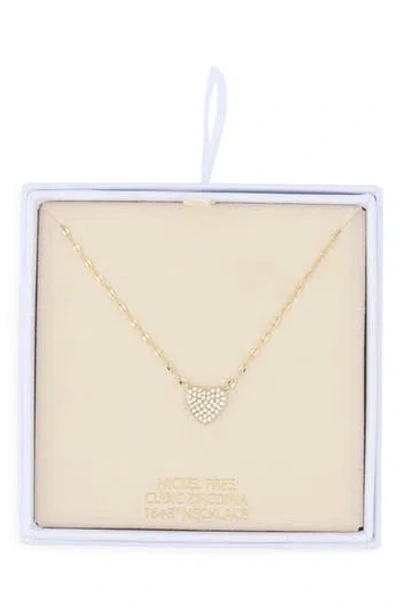 Nordstrom Rack Pavé Cubic Zirconia Heart Pendant Necklace In Gold