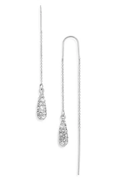 Nordstrom Rack Pavé Cubic Zirconia Teardrop Threader Earrings In Silver