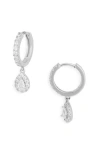 Nordstrom Rack Pavé Cz Pear Drop Huggie Hoop Earrings In Silver
