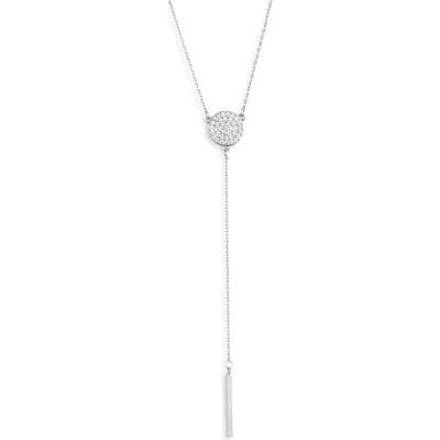 Nordstrom Rack Pavé Disc Lariat Necklace In Silver