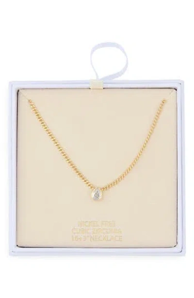 Nordstrom Rack Pear Cut Cubic Zirconia Pendant Necklace In Gold