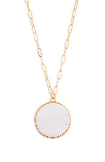 Nordstrom Rack Pearlized Disc Pendant Necklace In Gold