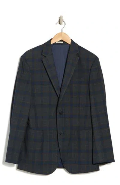 Nordstrom Rack Plaid Sport Coat In Navy- Brown Padua Plaid