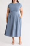 Nordstrom Rack Pleated Waist Knit A-line Dress