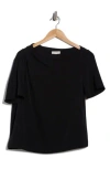 Nordstrom Rack Pleated Shoulder Short Sleeve Top In Black