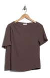 Nordstrom Rack Pleated Shoulder Short Sleeve Top In Brown