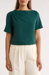 Nordstrom Rack Pleated Shoulder Short Sleeve Top In Green