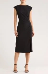 Nordstrom Rack Pleated Suiting Midi Dress In Black