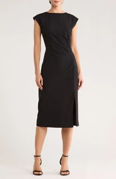 Nordstrom Rack Pleated Suiting Midi Dress In Black