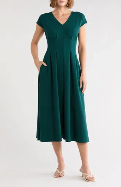 Nordstrom Rack Pleated Waist A-line Dress In Green