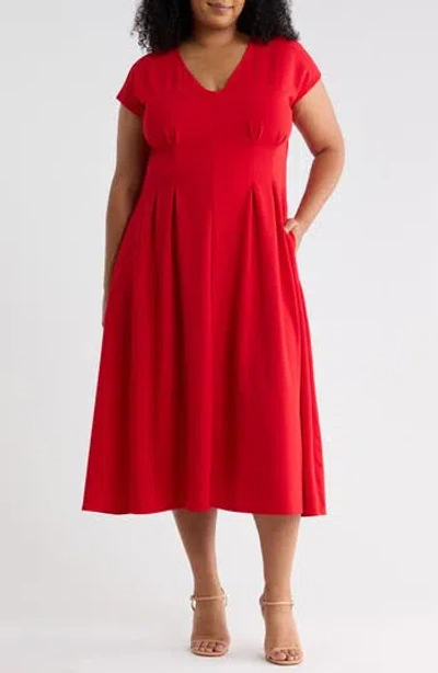 Nordstrom Rack Pleated Waist A-line Dress In Red