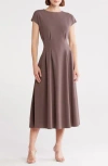 Nordstrom Rack Pleated Waist Knit A-line Dress In Gray